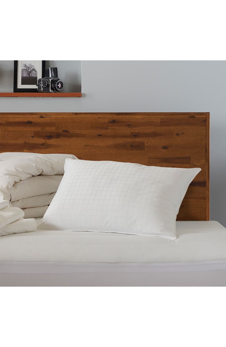 ELLA JAYNE HOME Overstuffed Gel Filled Dobby Windowpane Side/Back Sleeper Cotton Pillow, Alternate, color, White