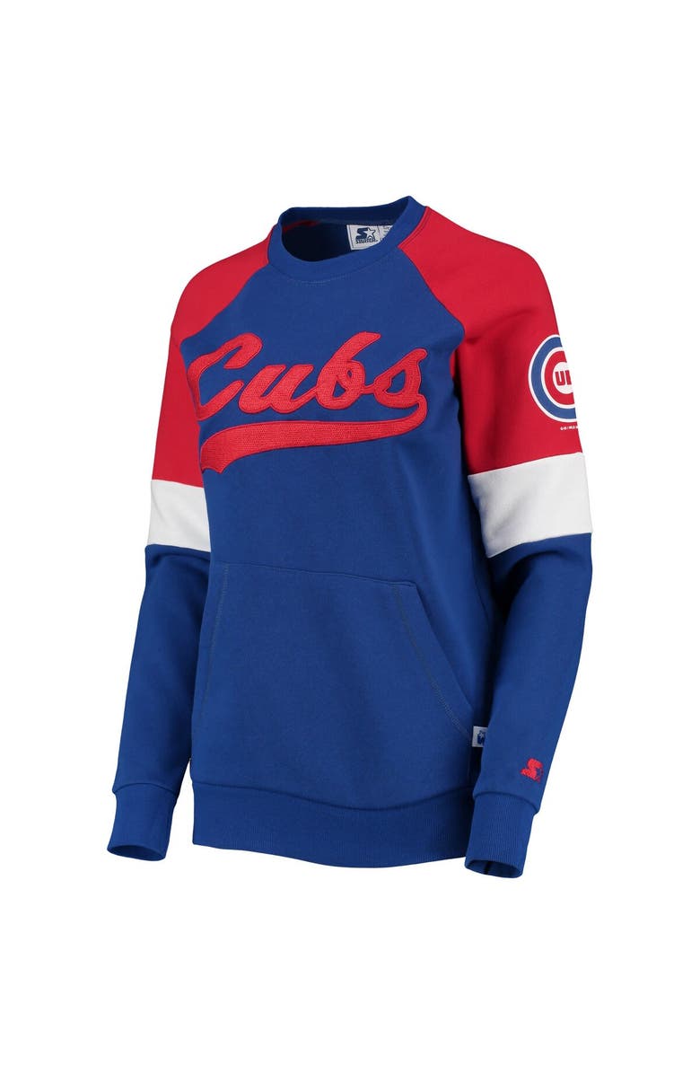 STARTER Women's Starter Royal/Red Chicago Cubs Playmaker Raglan Pullover Sweatshirt, Alternate, color, Royal