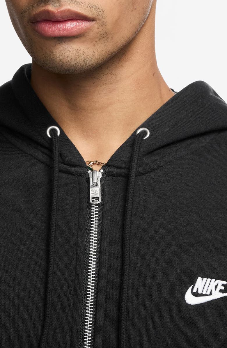 Nike Club Fleece Zip Hoodie, Alternate, color, Black/ White