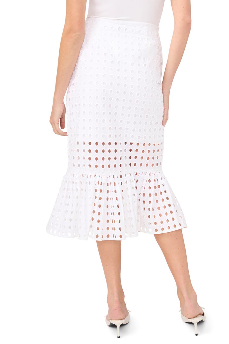 Eyelet Ruffle Hem Cotton Midi Skirt, Alternate, color, ULTRA WHITE