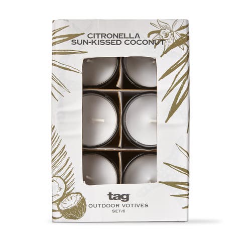 White Citronella Sunkissed Coconut Scented Candle Set of 6