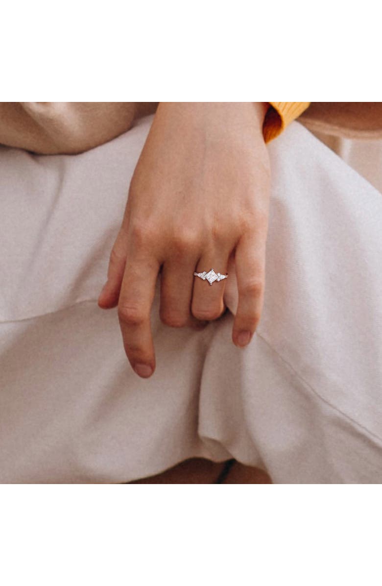 Julianna B. Moissanite Princess-Cut Cluster Engagement Ring, Alternate, color, Sterling Silver