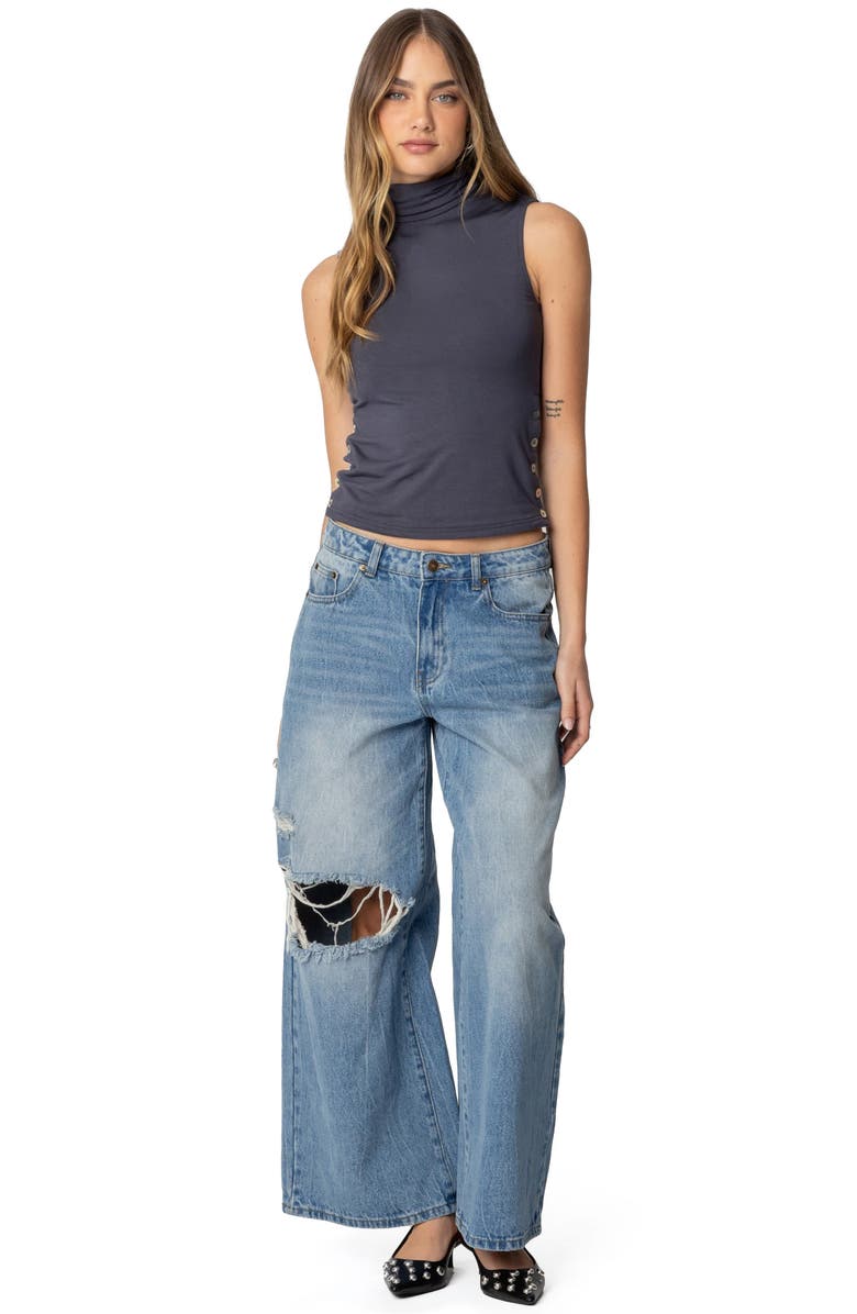 EDIKTED Coral Turtleneck Shell, Alternate, color, Gray