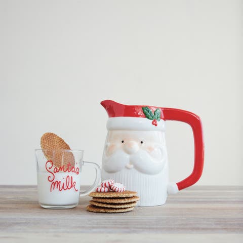 Hand-Painted Dolomite Santa Head Pitcher