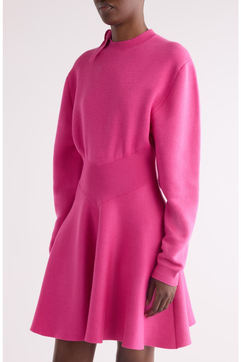 Long Sleeve Bow Wool & Cotton Blend Sweater Dress, Alternate, color, FUCHSIA