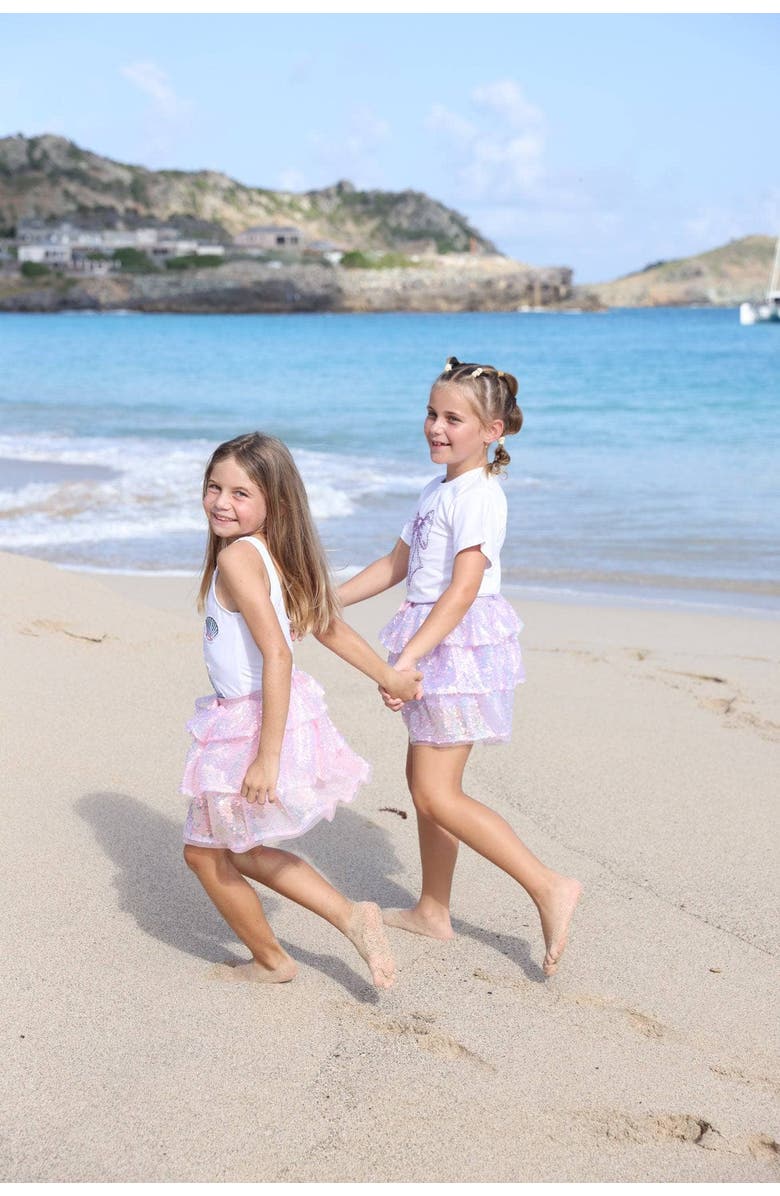 Lola + The Boys Iridescent Shimmer Sequin Skirt, Alternate, color, Lavender