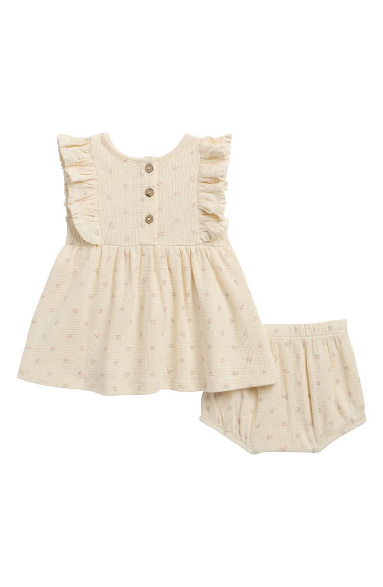 QUINCY MAE Kids' Ditsy Floral Ruffle Trim Dress & Bloomers Set, Alternate, color, Natural