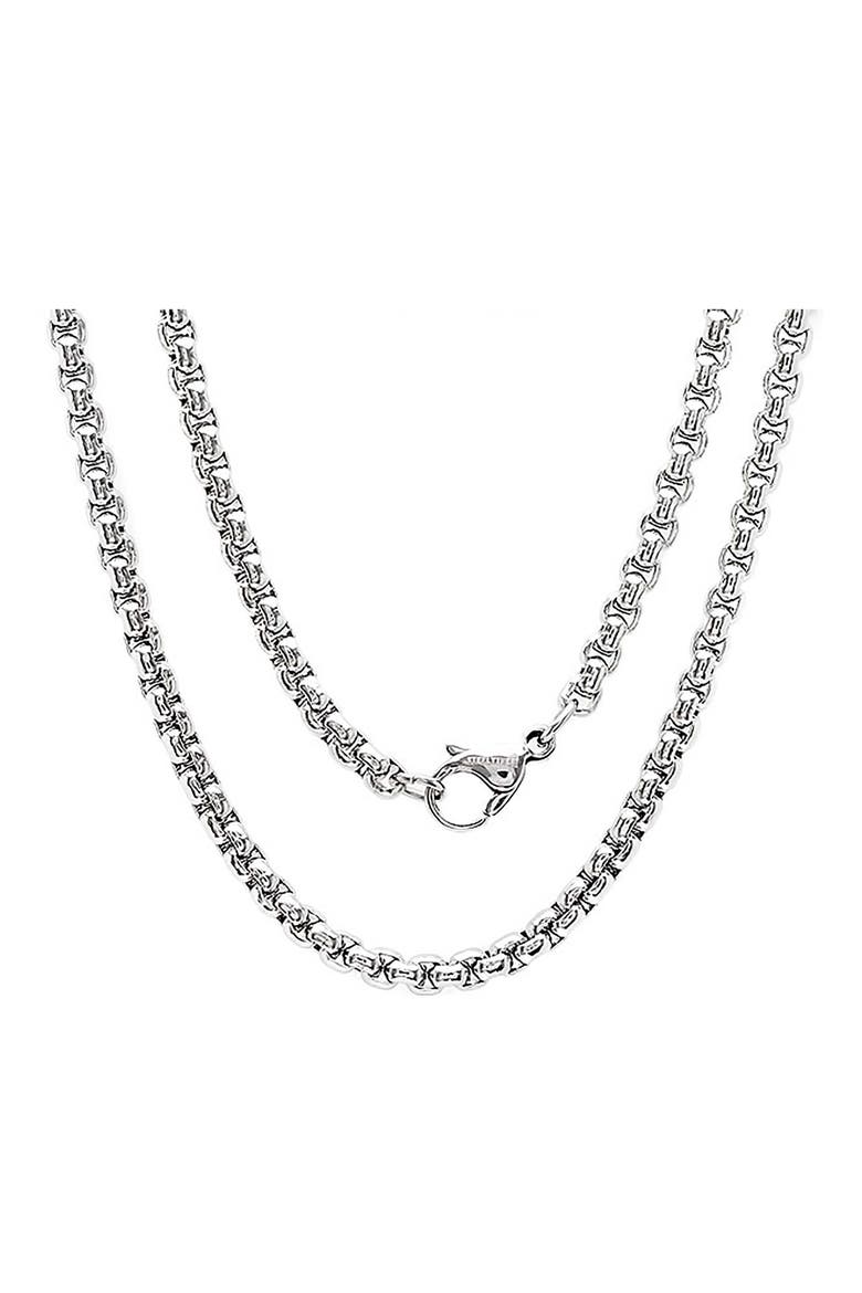 Men's Rounded Box Chain Necklace, Main, color, SILVER