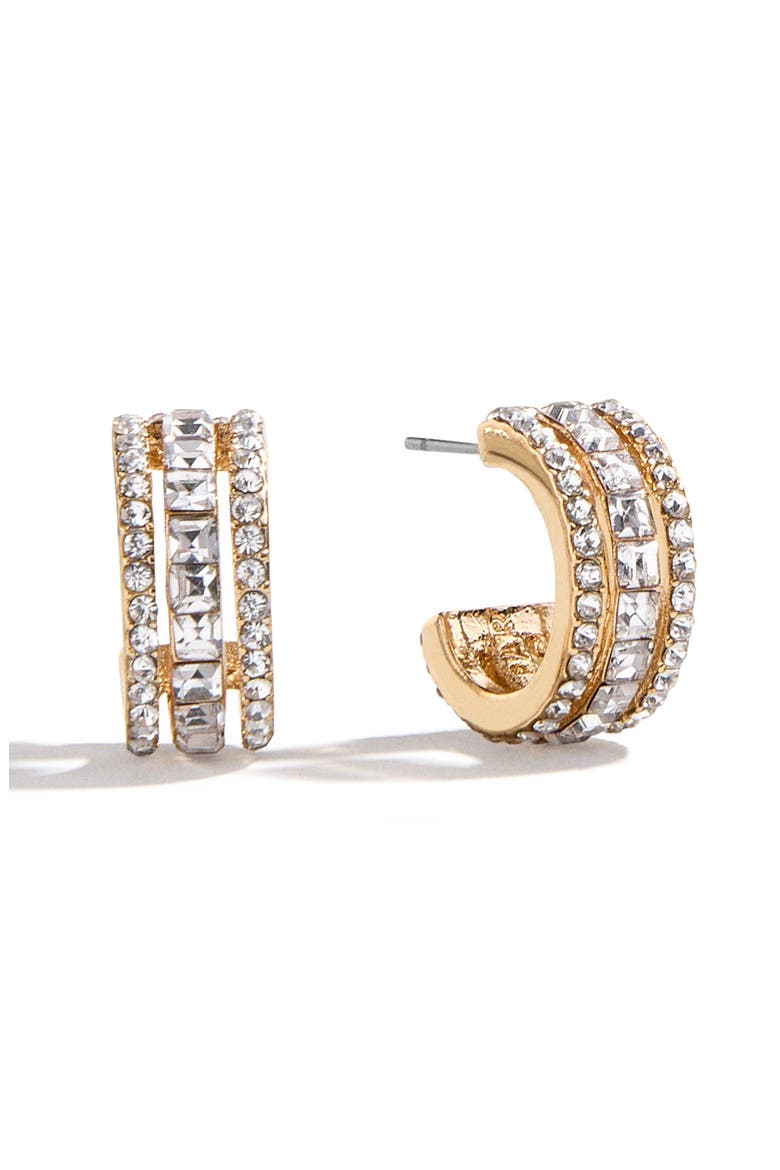 Claudia Set of 3 Crystal Huggie Hoop Earrings, Alternate, color, GOLD