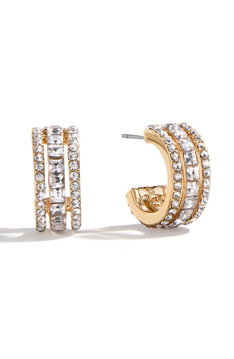 BaubleBar Claudia Set of 3 Crystal Huggie Hoop Earrings, Alternate, color, 