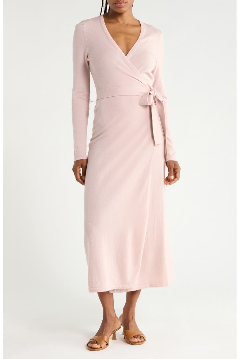 Astrid Wool & Cashmere Wrap Dress, Main, color, BARE