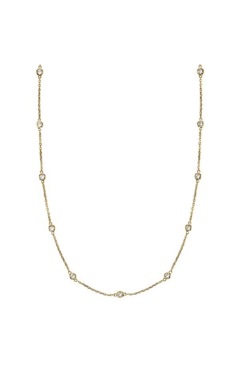 ALLUREZ Natural Diamond Station Necklace Bezel-Set 14k, Alternate, color, Yellow Gold