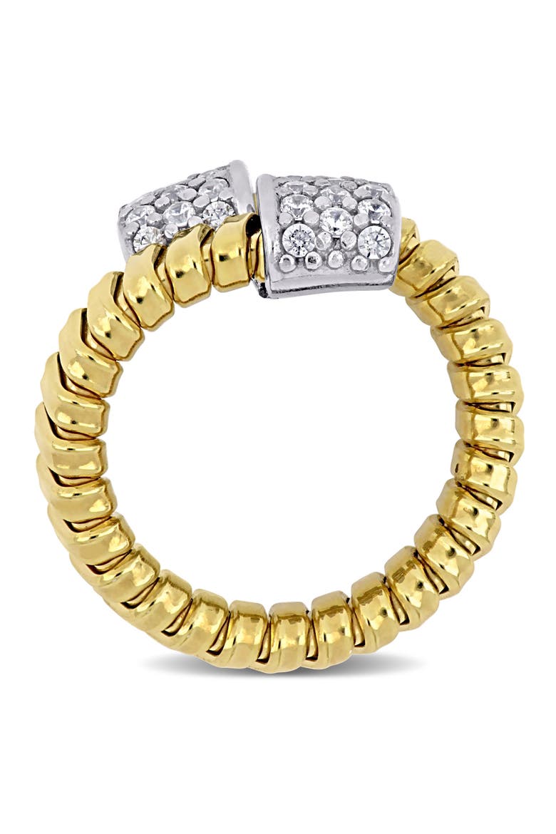 Cubic Zirconia Bypass Omega Ring, Alternate, color, Yellow-Plated