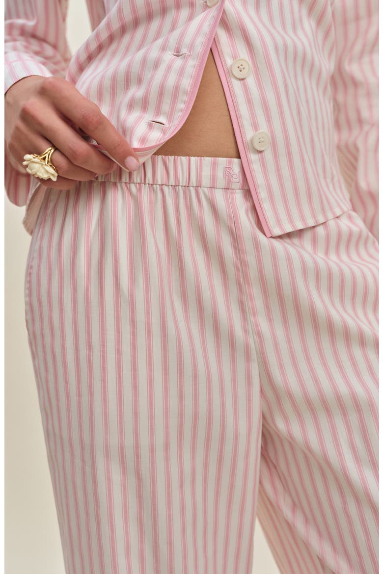 Coco Contrast Piping Stretch Organic Cotton Pajamas, Alternate, color, HUMMINGBIRD STRIPE