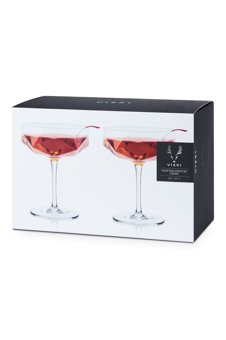 Seneca Crystal Faceted Coupes Set of 2, Alternate, color, CLEAR