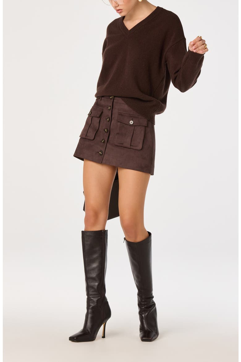 Becky Faux Suede Miniskirt, Alternate, color, TRUFFLE