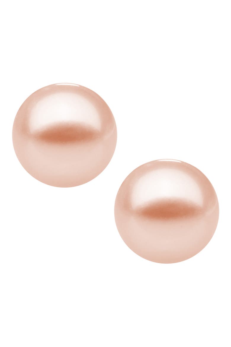 14k Yellow Gold & Cultured Pearl Earrings, Alternate, color, PINK