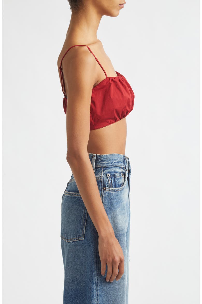 Fiore Stretch Cotton Bralette Top, Alternate, color, ROUGE