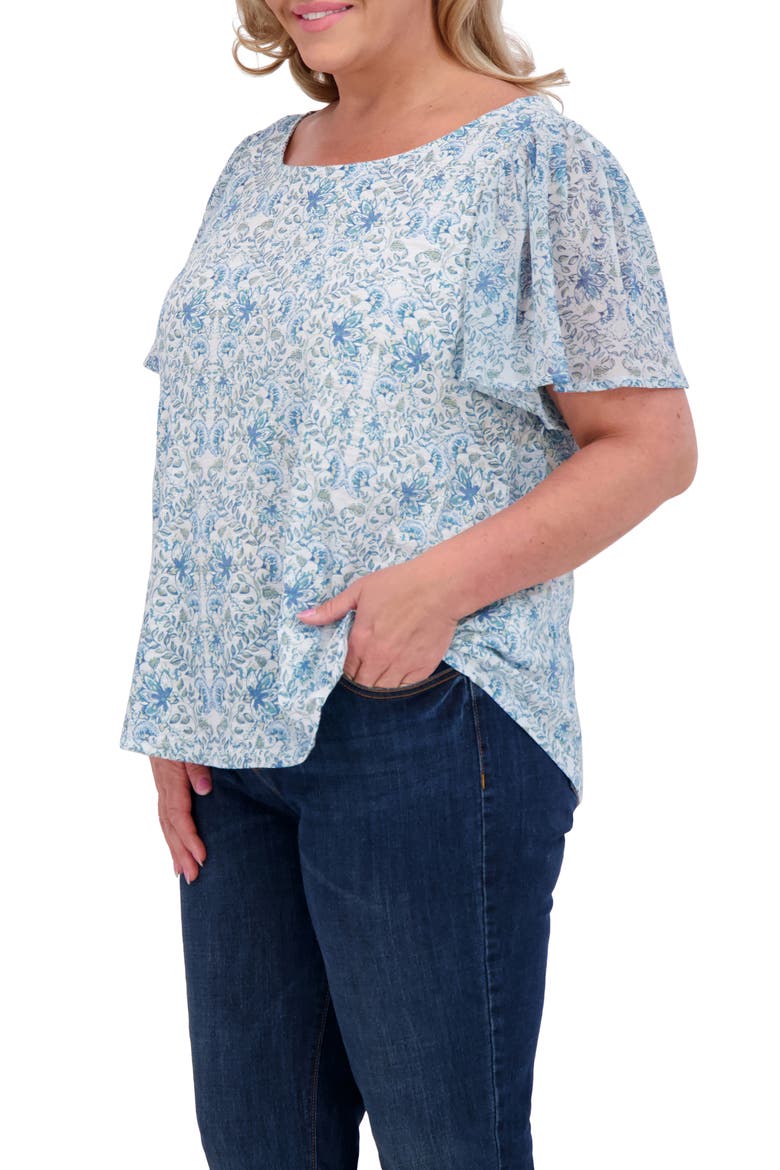 Flutter Sleeve Top, Alternate, color, CHAMBRAY MULTI