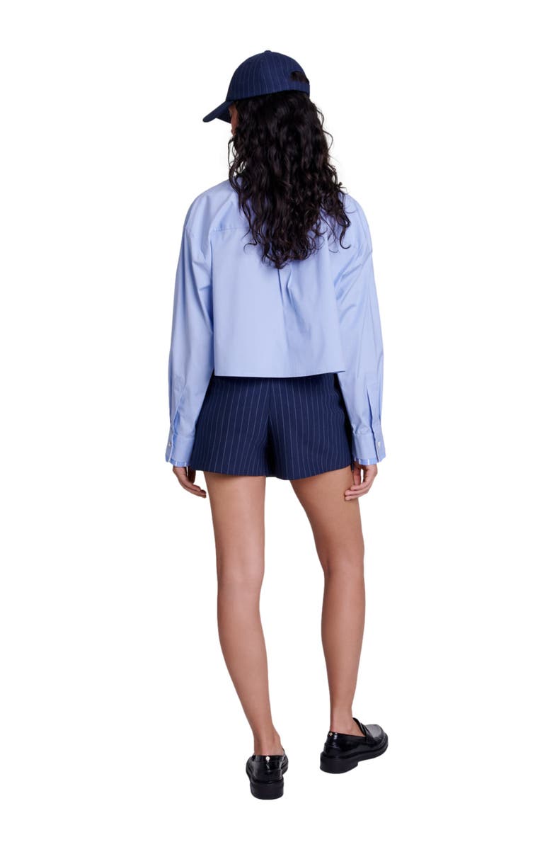 maje Striped layered effect shorts, Alternate, color,