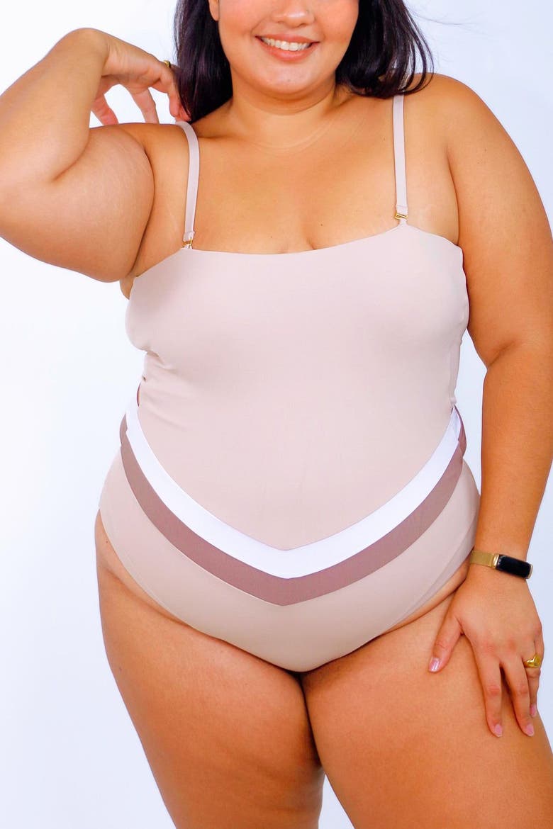 Vee Convertible One Piece Swimsuit, Main, color, Nude