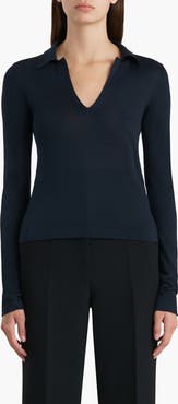 Khaite Mikel Wool Blend Polo Sweater