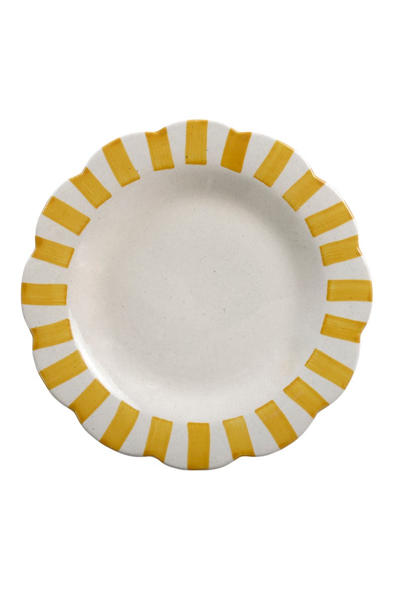 Set of 2 Scalloped Stripe Dinner Plates, Main, color, YELLOW