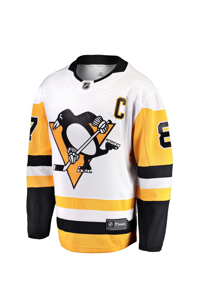 FANATICS Men's Fanatics Sidney Crosby White Pittsburgh Penguins Captain Away Premier Breakaway Player Jersey, Alternate, color,