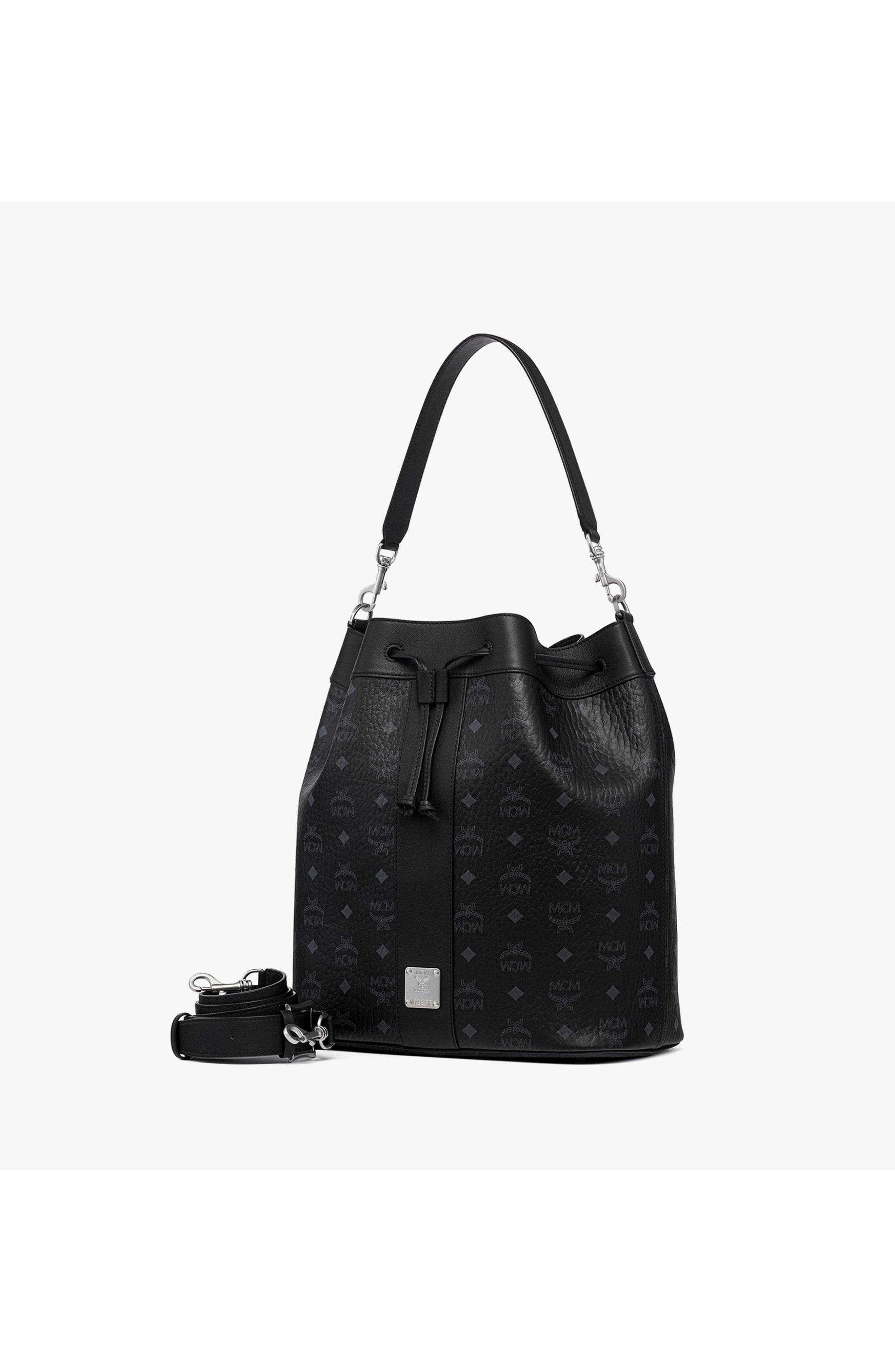 Large Dessau Drawstring Bag in Visetos, Alternate, color, Black