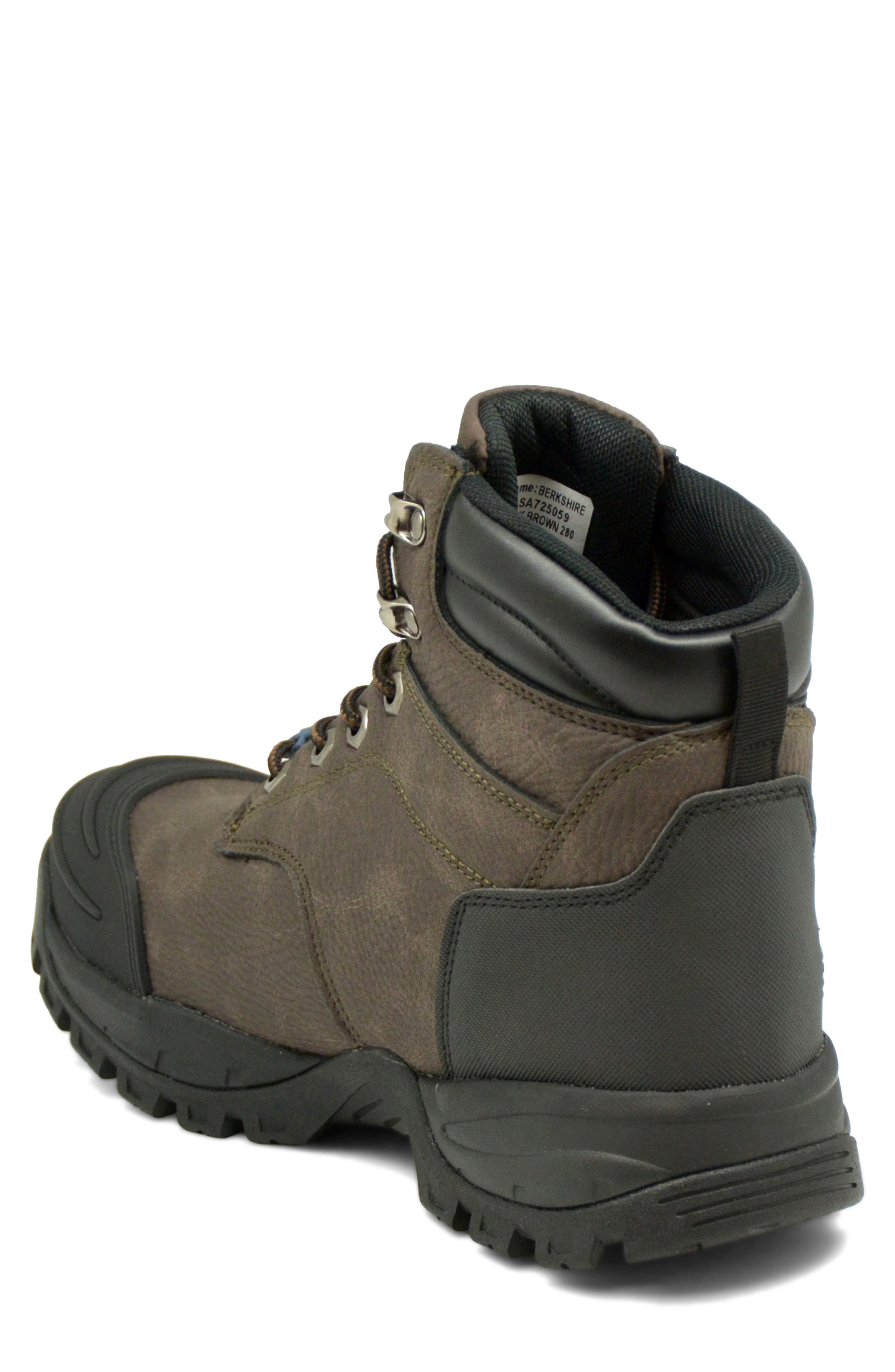 Berkshire Faux Leather Steel Toe Work Boot, Alternate, color, DARK BROWN