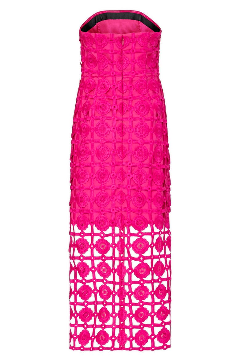 Kait Lace Strapless Midi Dress, Alternate, color, MILLY PINK
