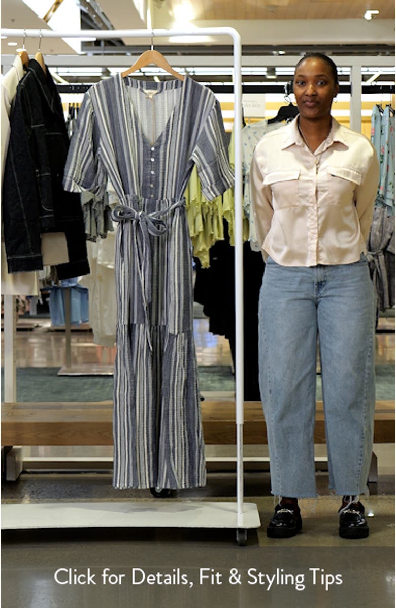 Dune Camille Stripe Belted Organic Cotton Gauze Dress, sales video thumbnail