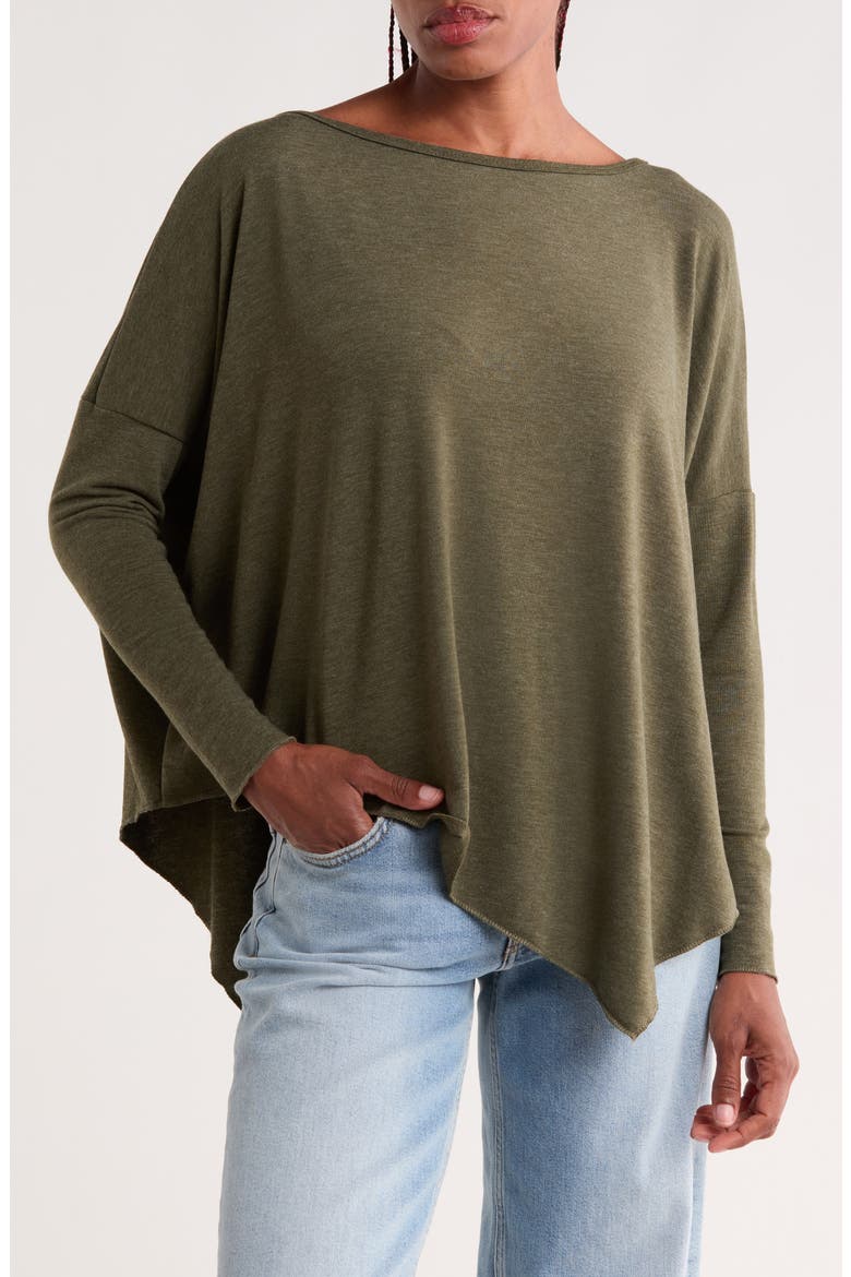 Asymmetrical Hem Dolman Sweater, Main, color, MOSS