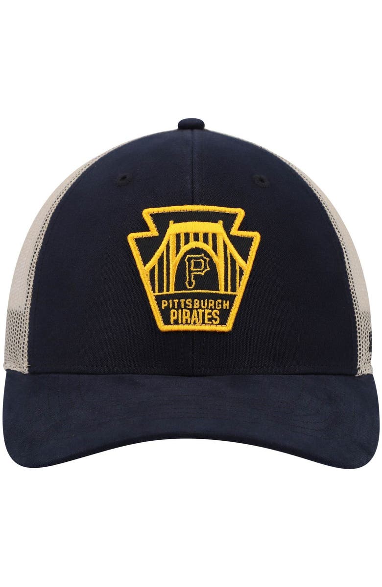 '47 Men's '47 Black/Natural Pittsburgh Pirates Roberto Clemente Bridge Local Haven Trucker Snapback Hat, Alternate, color, 