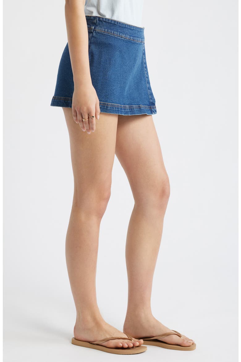 Low Rise Wrap Denim Skirt, Alternate, color, DARK WASH