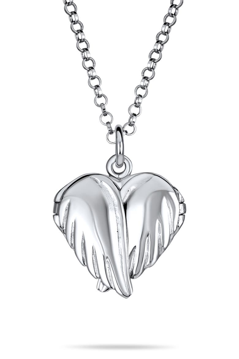 Guardian Angel Wing Necklace, Main, color, SILVER