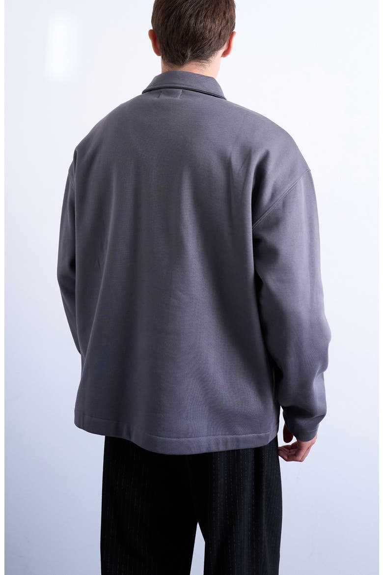 Oversize Long Sleeve Quarter Zip Polo, Alternate, color, GREY