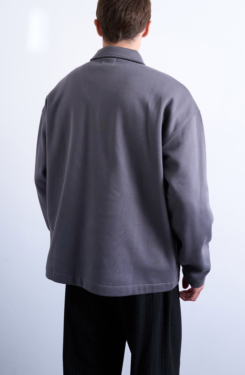 Topman Oversize Long Sleeve Quarter Zip Polo, Alternate, color, Grey