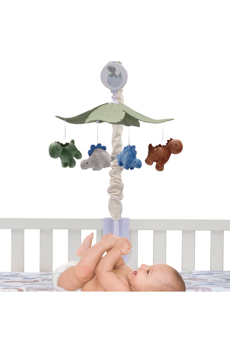 Lambs & Ivy Dino-Might Multicolor Dinosaur Musical Baby Crib Mobile Soother Toy, Alternate, color, Multicolor