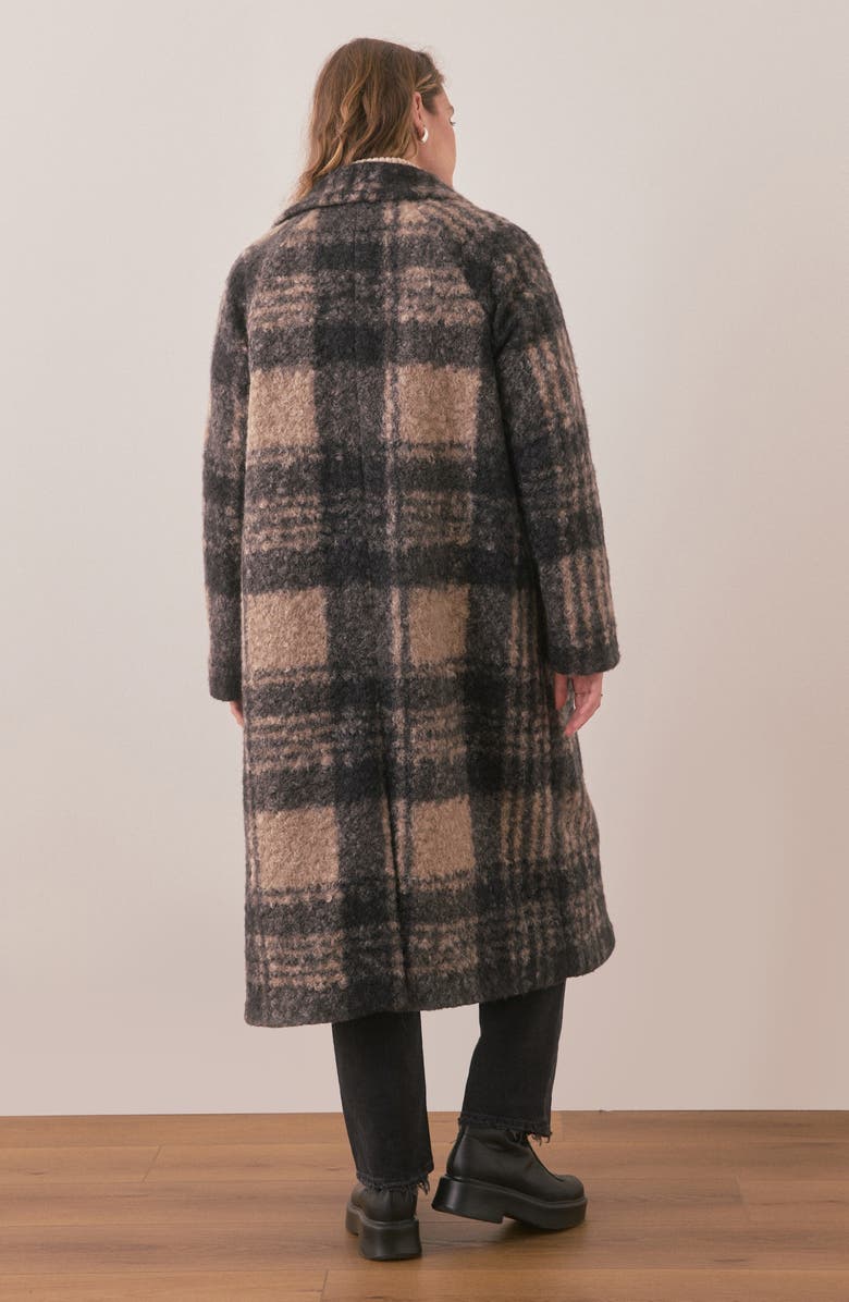 Marine Layer Plaid Fleece Coat, Alternate, color, Black/ Oat Plaid