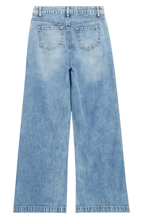 Shop Tractr Kids' Slim Wide Leg Jeans In Indigo Wash