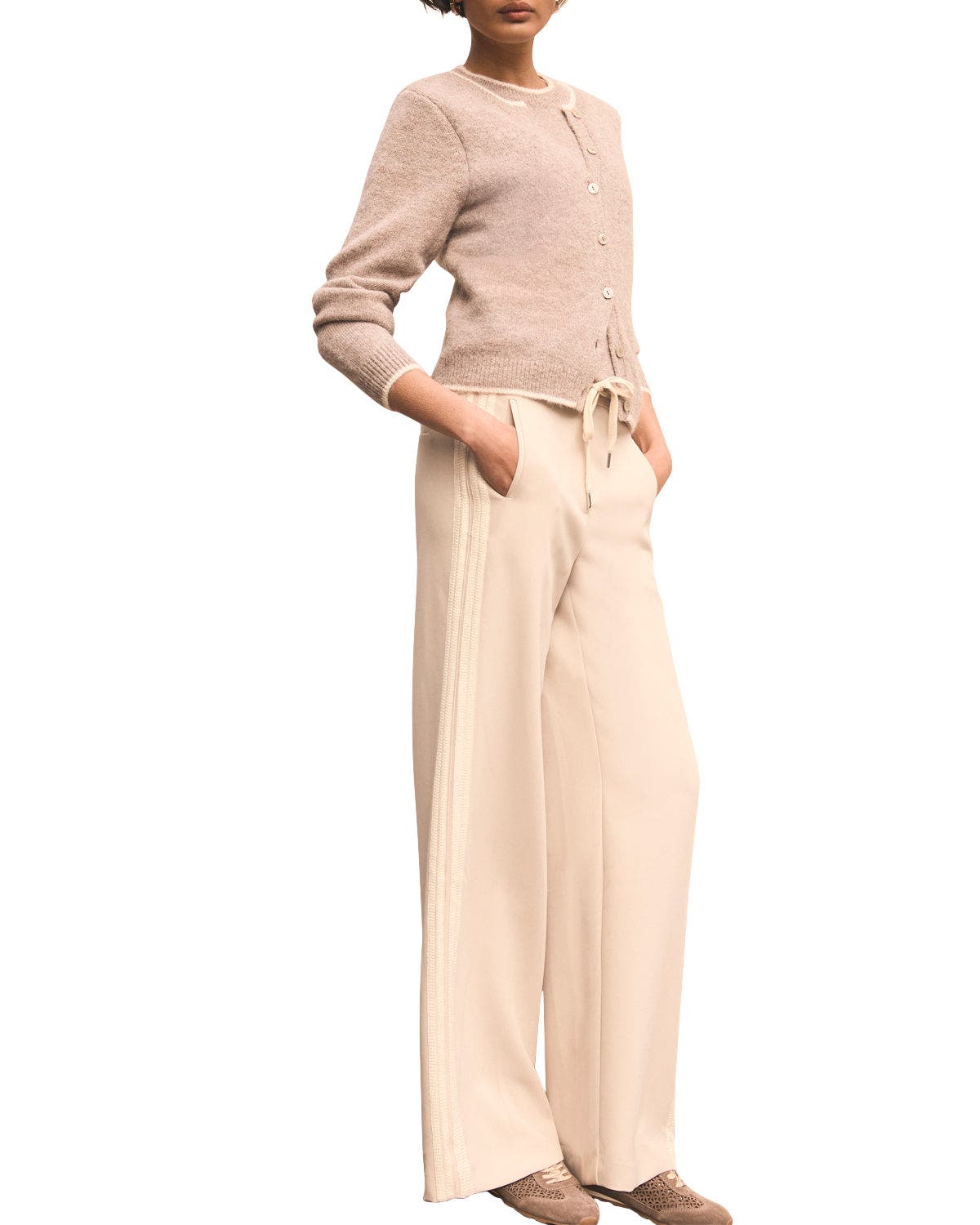 Crochet Side Stripe Wide Joggers - image 2