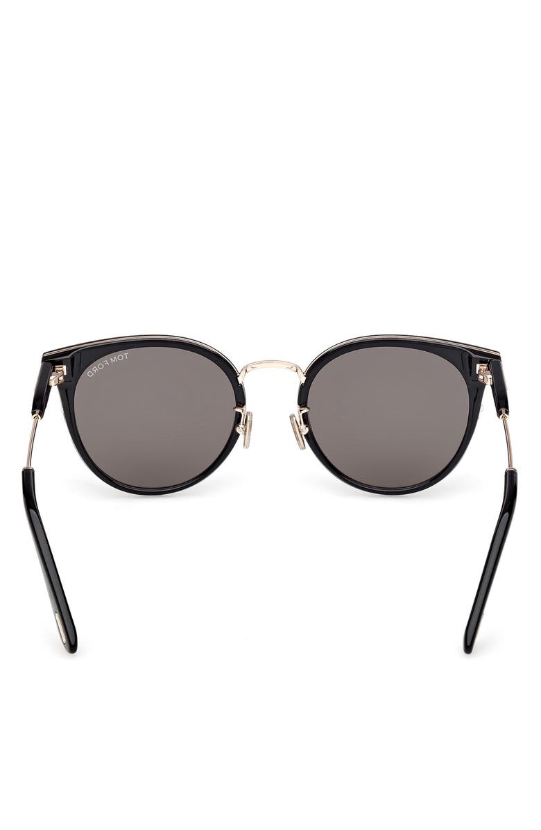 TOM FORD 54mm Round Sunglasses, Alternate, color, Black Rose Gold / Smoke