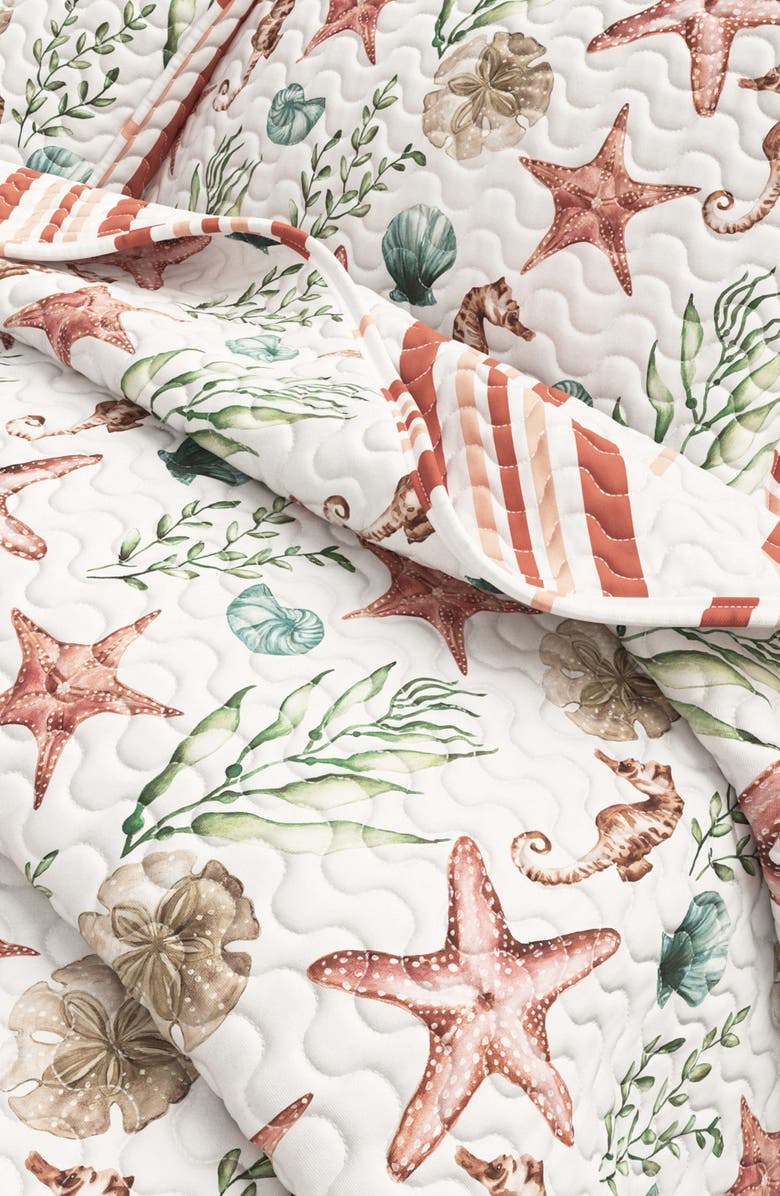 Woven & Weft Starfish Seahorse Reversible Microfiber Quilt Set, Alternate, color, Seahorse Shells