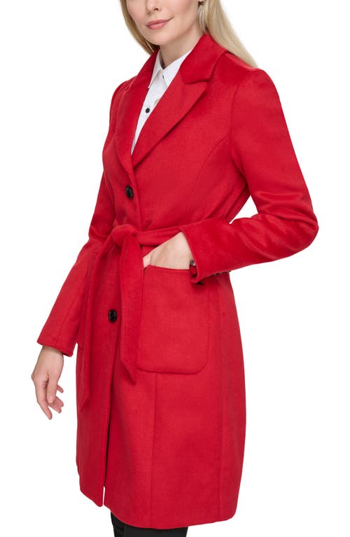 Karl Lagerfeld Belted Wool Blend Patch Pocket Coat