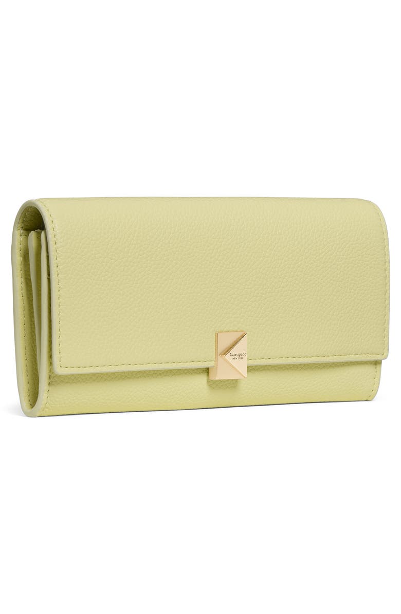 Kate Spade New York deco large pebbled leather flat wallet, Alternate, color, Pale Citron