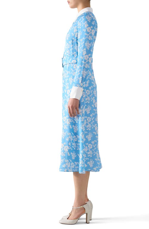 Lk Bennett Kate Belted Long Sleeve Midi Shirtdress In Blue