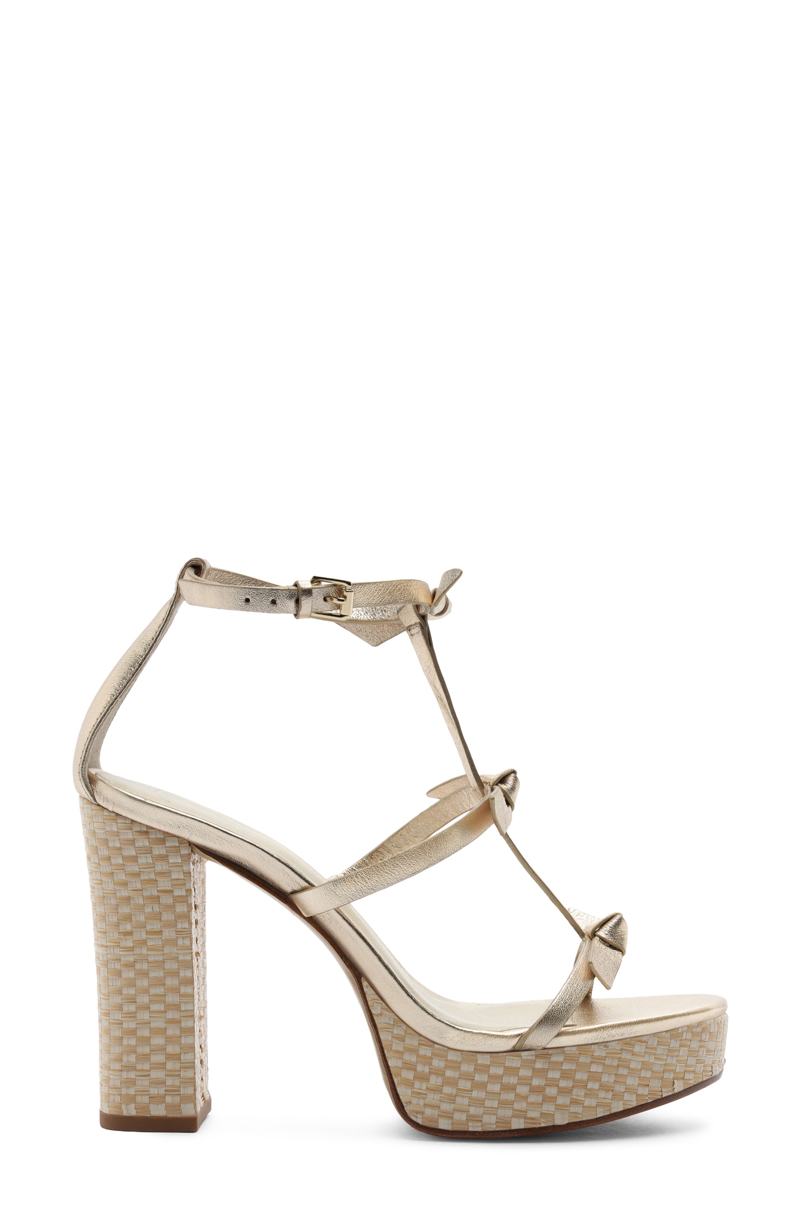 Alexandre Birman Slim Lolita Raffia Platform Sandal, Alternate, color, Golden