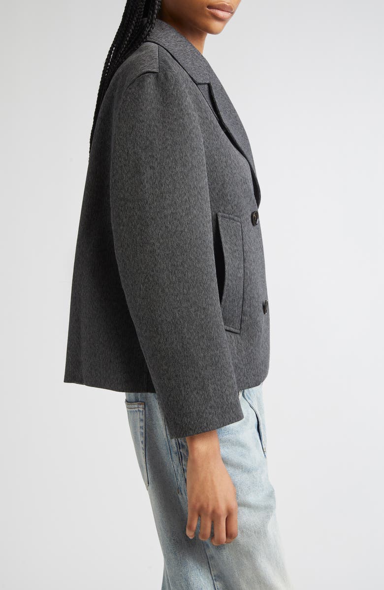 Proenza Schouler Nola Double Breasted Textured Suiting Jacket, Alternate, color, Charcoal Melange