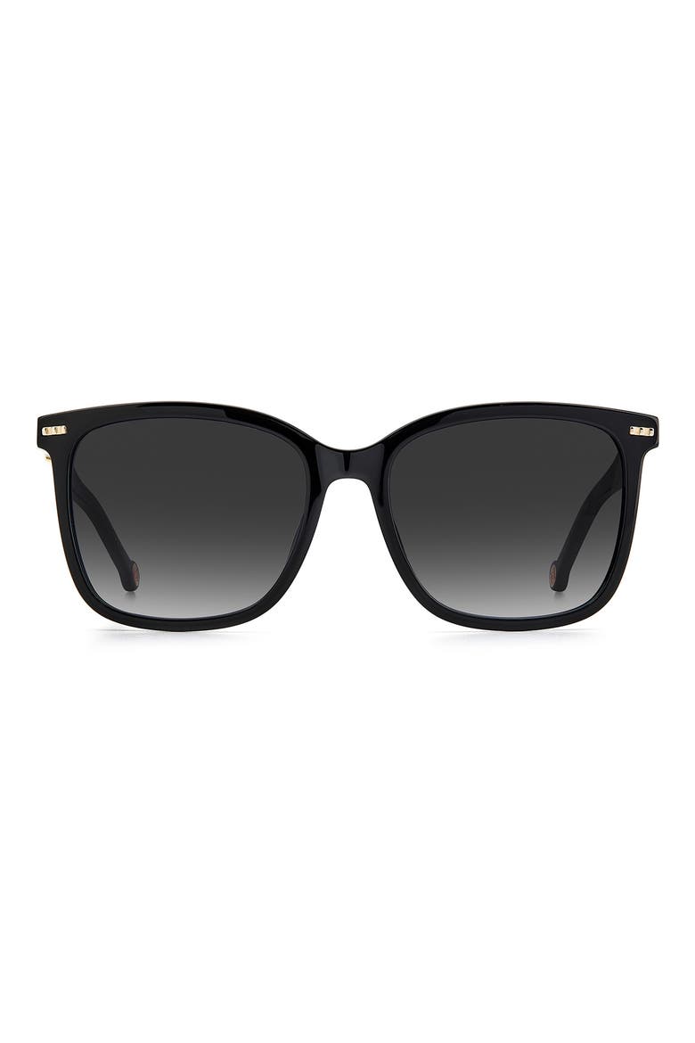 57mm Gradient Square Sunglasses, Main, color, BLACK